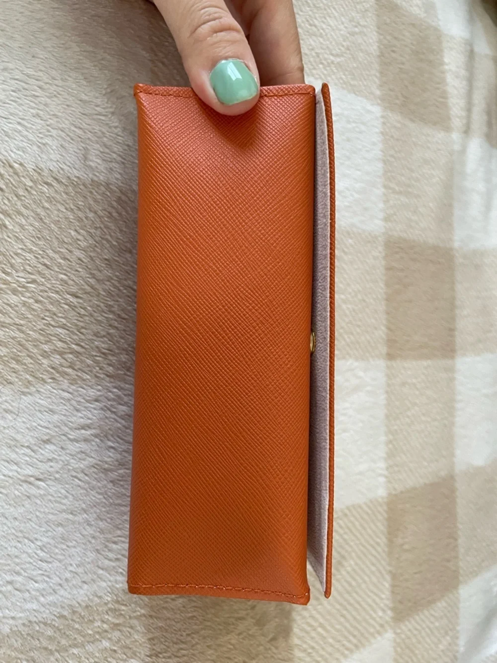 NEW Tory Burch Glasses Holder Orange with Gold Logo